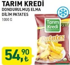 TARIM KREDİ DONDURULMUŞ ELMA DİLİM PATATES 1000 G TARIM KREDİ DONDURULMUŞ ELMA DİLİM PATATES 1000 G